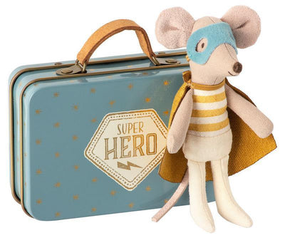 MAILEG-Superhero Little Mouse in Suitcase - DOUCEURSOFT.COM