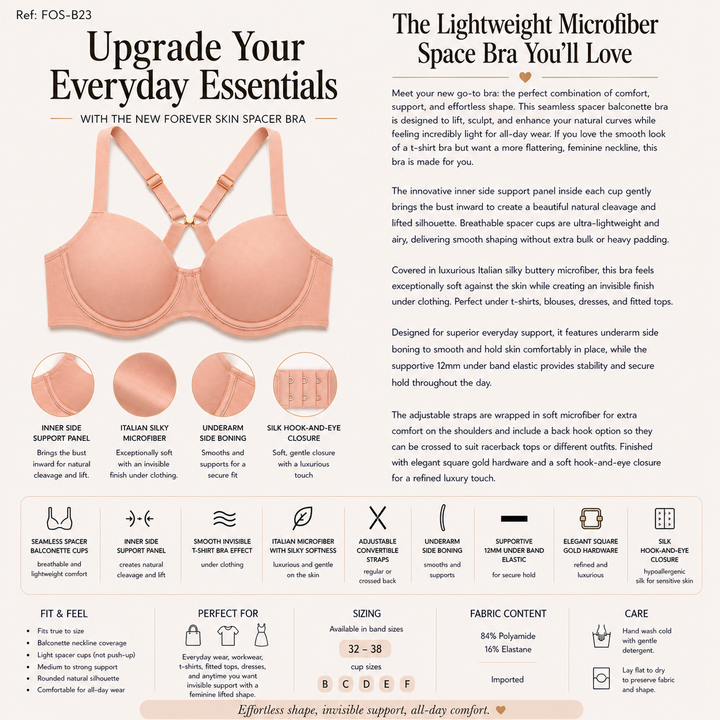 Forever Skin Microfiber Spacer Bra