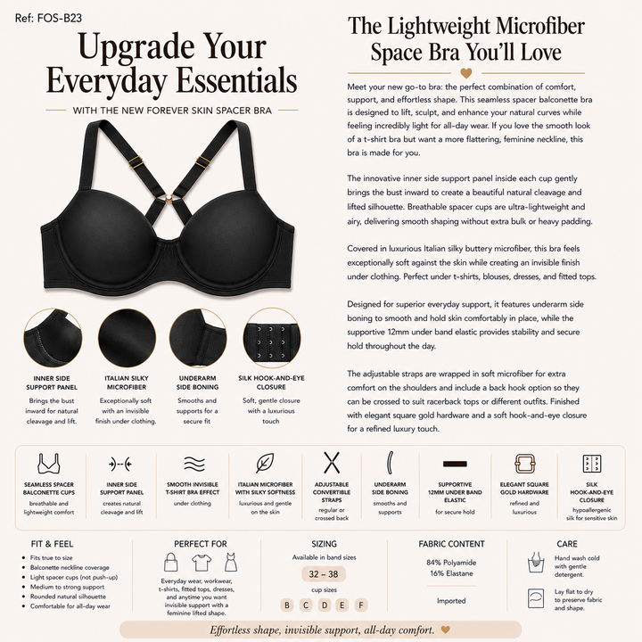 Forever Skin Microfiber Spacer Bra