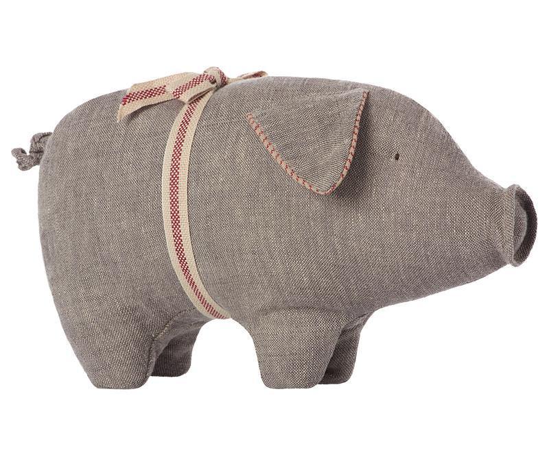 Grey Linen Pig - DOUCEURSOFT.COM