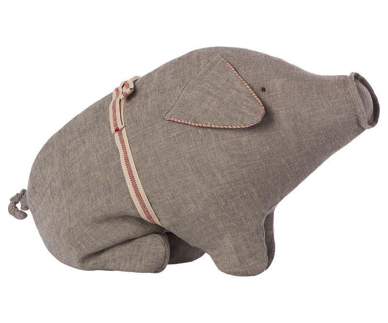 Grey Linen Pig - DOUCEURSOFT.COM